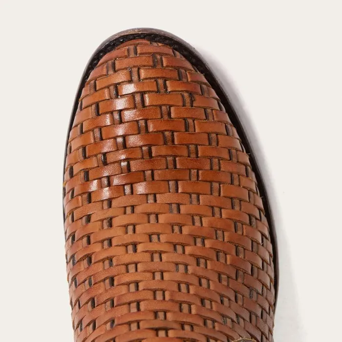 Basketweave Side Zip Ankle Boot Brown Women Stetson Western