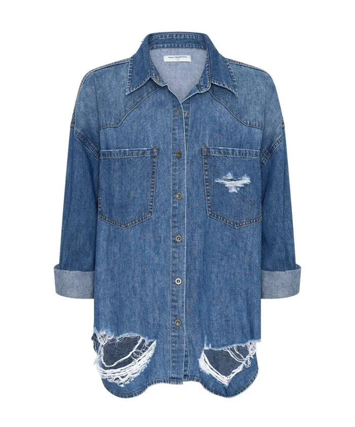 BAY BLUE OVERSIZED REVOLVER SHIRT Women One Teaspoon Denim Shirts BAY BLUE OVERSIZED REVOLVER SHIRT Women One Teaspoon Denim Shirts