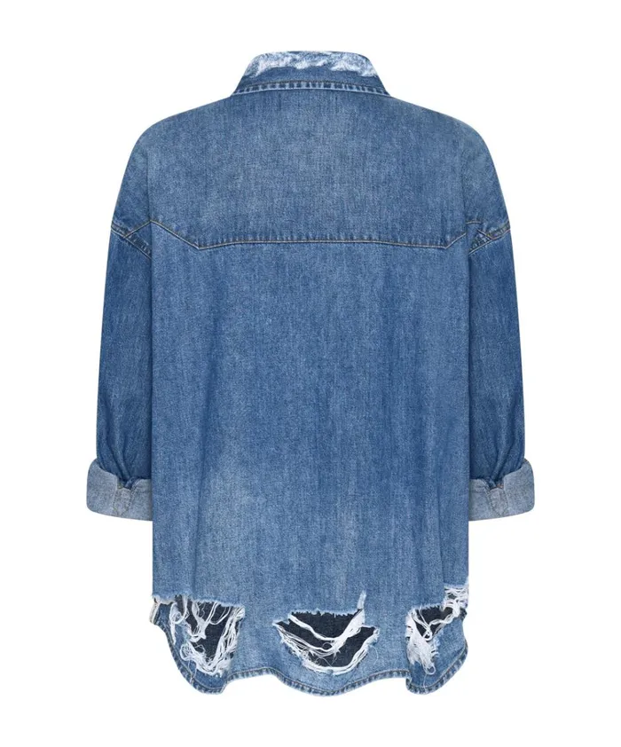 BAY BLUE OVERSIZED REVOLVER SHIRT Women One Teaspoon Denim Shirts BAY BLUE OVERSIZED REVOLVER SHIRT Women One Teaspoon Denim Shirts