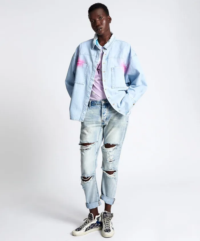 BEL AIR BLUE SMILE ON DARIA SHIRT Women One Teaspoon Denim Tops BEL AIR BLUE SMILE ON DARIA SHIRT Women One Teaspoon Denim Tops