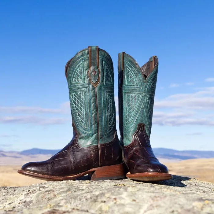 Big Horn Tobacco Alligator Cowboy Boot Brown Men Stetson Western