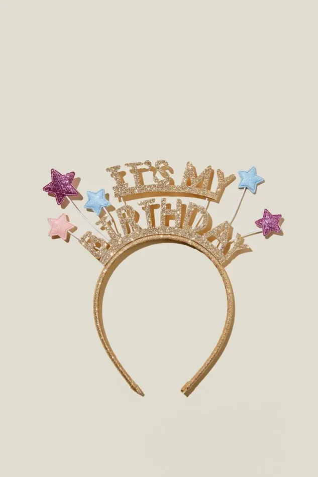 Birthday Headband Goldy Multi Stars Girls Cotton On Hair Accessories