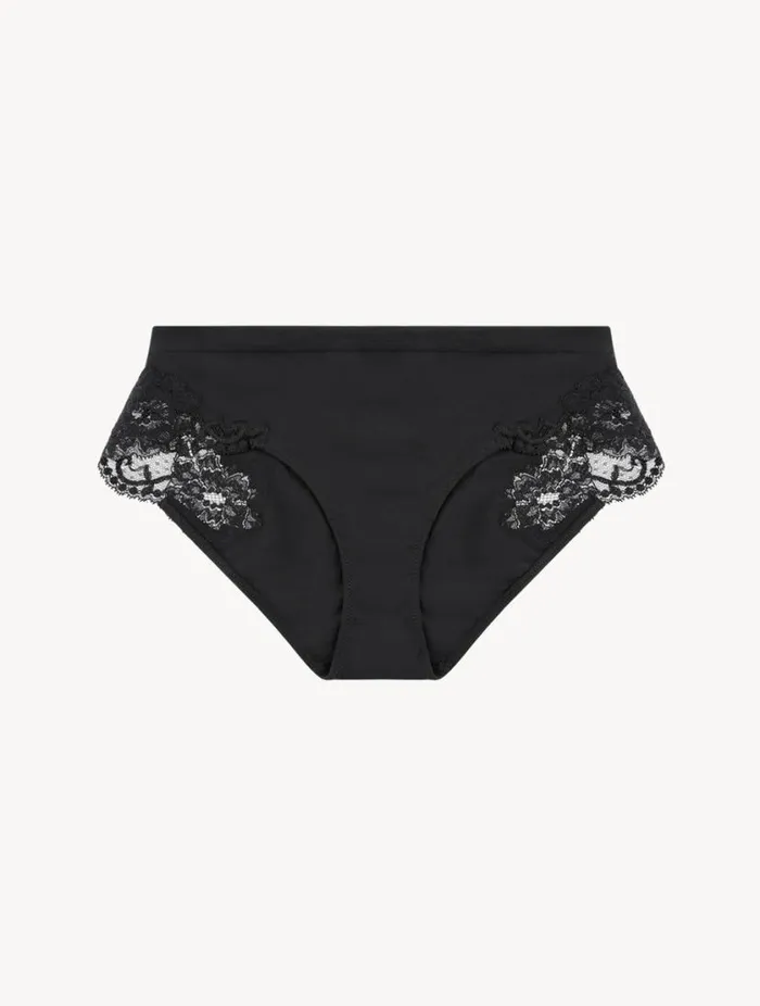 Black Cotton Midrise Briefs Lingerie La Perla Midrise