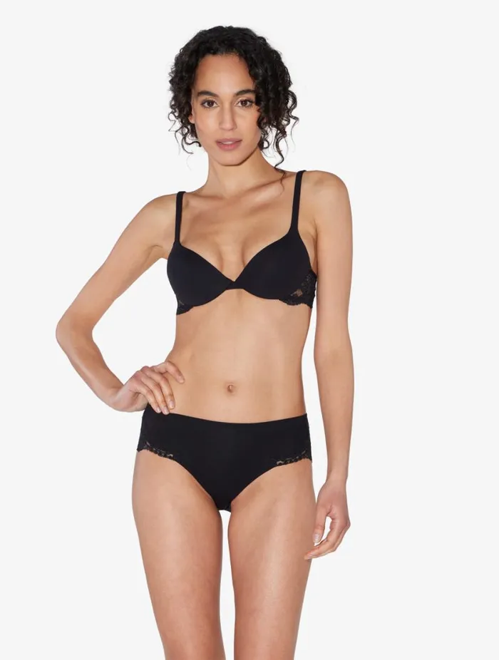 Black Cotton Midrise Briefs Lingerie La Perla Midrise