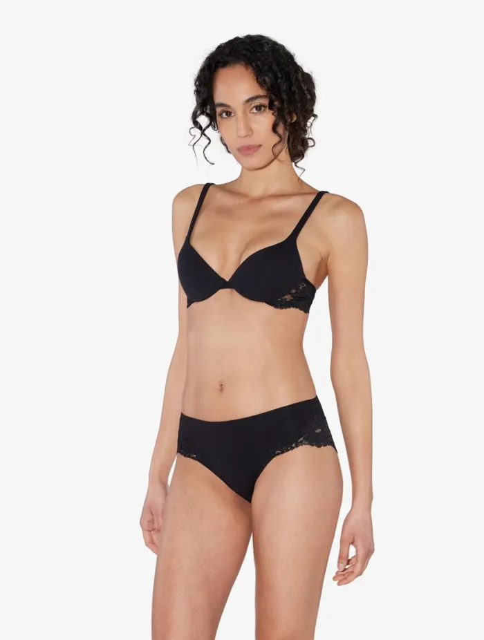 Black Cotton Midrise Briefs Lingerie La Perla Midrise