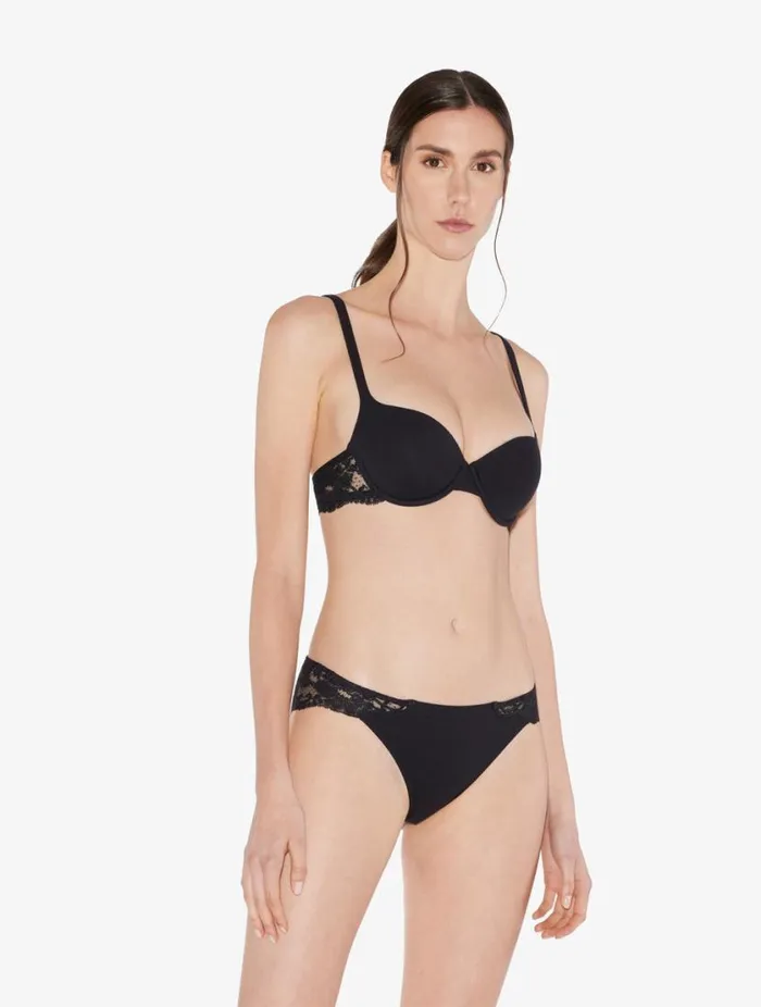 Black Cotton Tshirt Bra Lingerie La Perla Padded