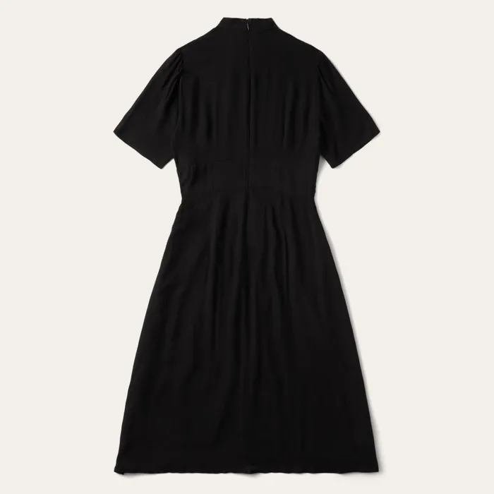 Black Herringbone Twill Midi Dress Black Women Stetson Midi