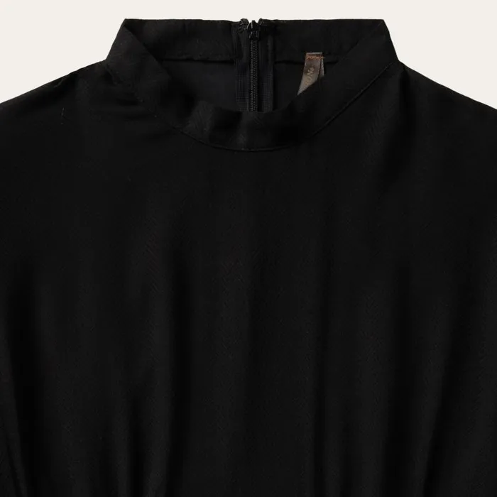 Black Herringbone Twill Midi Dress Black Women Stetson Midi