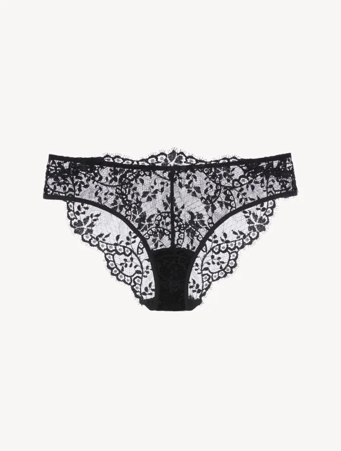 Black Leavers Lace Medium Briefs Lingerie La Perla Midrise
