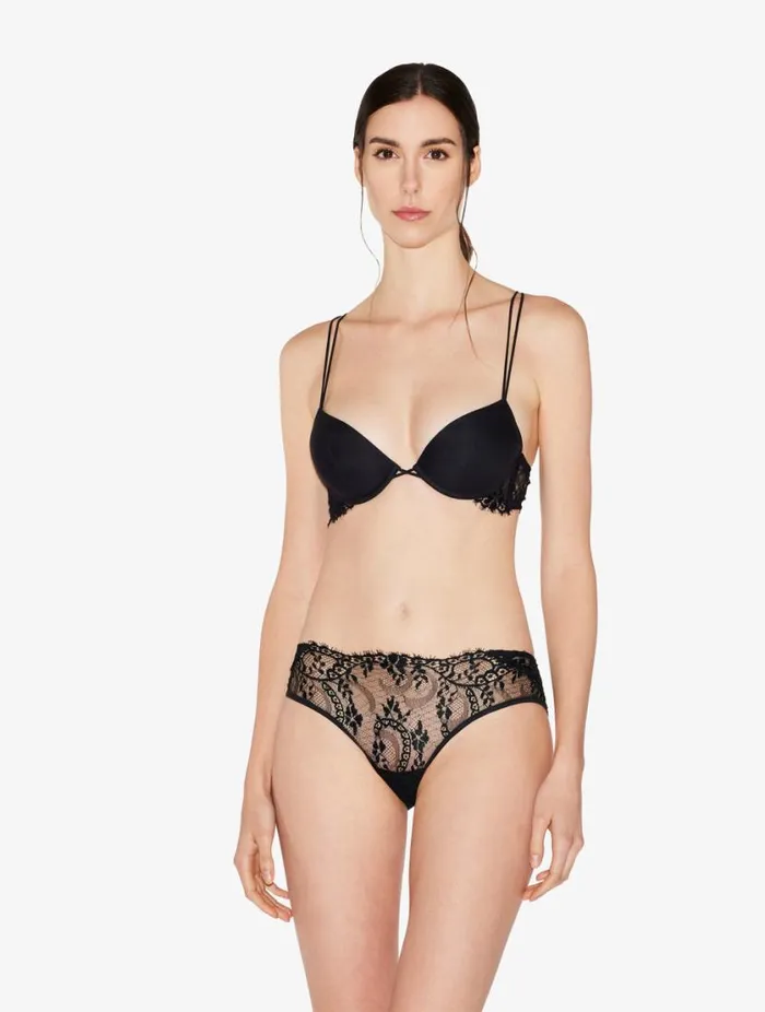 Black Leavers Lace Medium Briefs Lingerie La Perla Midrise