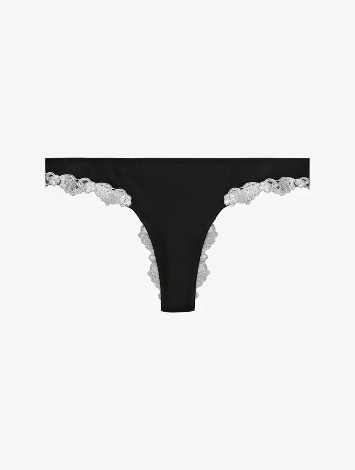 Black Silk Brazilian Briefs With Ivory Frastaglio Lingerie La Perla Brazilian