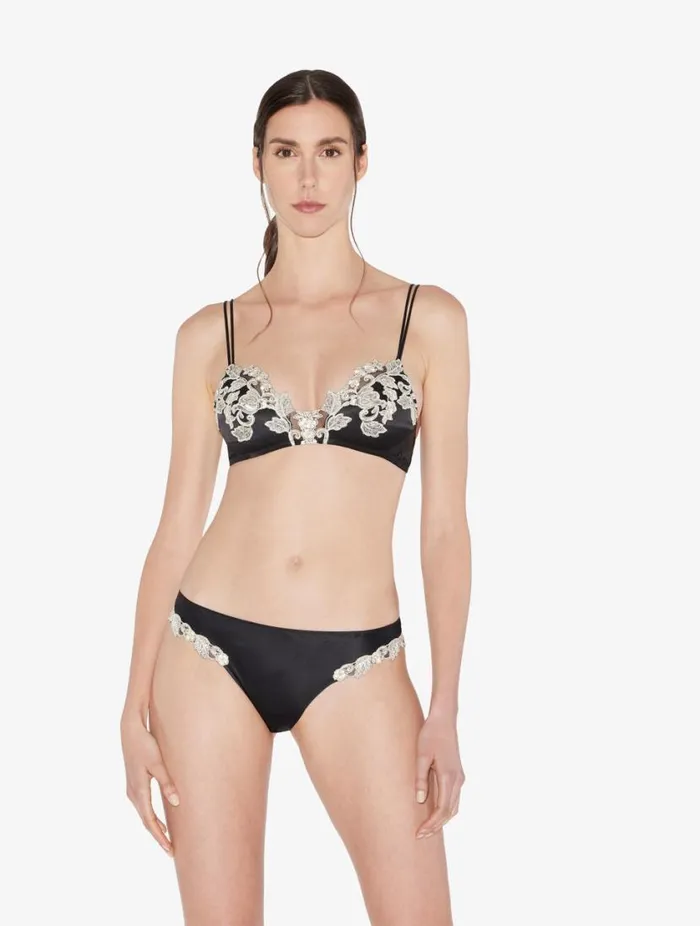 Black Silk Brazilian Briefs With Ivory Frastaglio Lingerie La Perla Brazilian