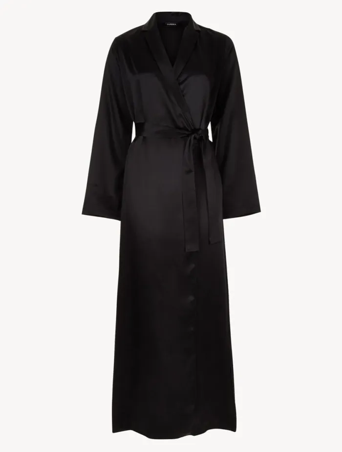 Black Silk Long Robe Sleepwear La Perla Robes