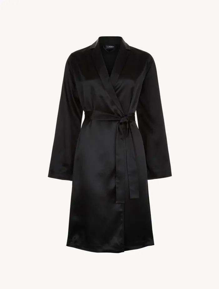 Black Silk Short Robe Sleepwear La Perla Robes