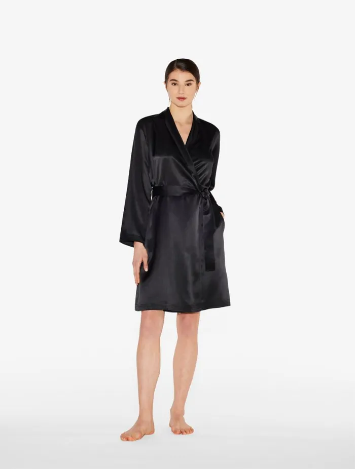 Black Silk Short Robe Sleepwear La Perla Robes