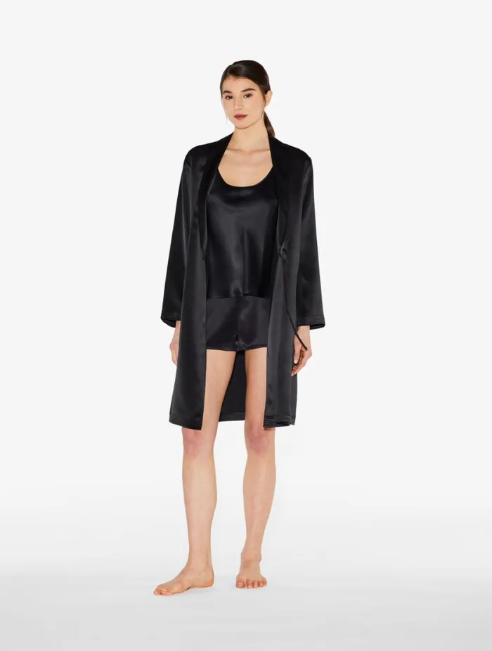 Black Silk Short Robe Sleepwear La Perla Robes