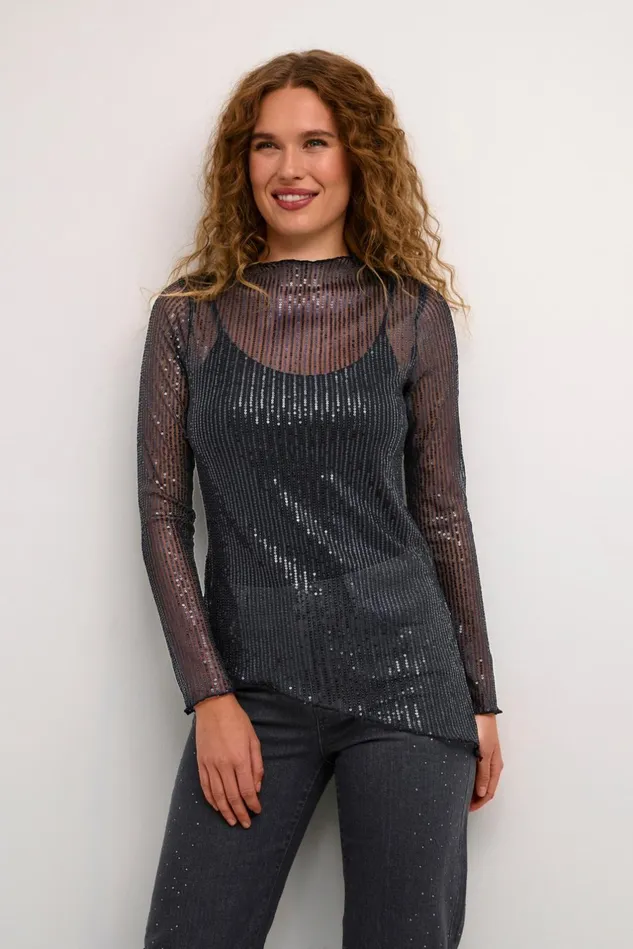 Blouses Women CULTURE CUgiya Sequin Blouse Blue Sequin