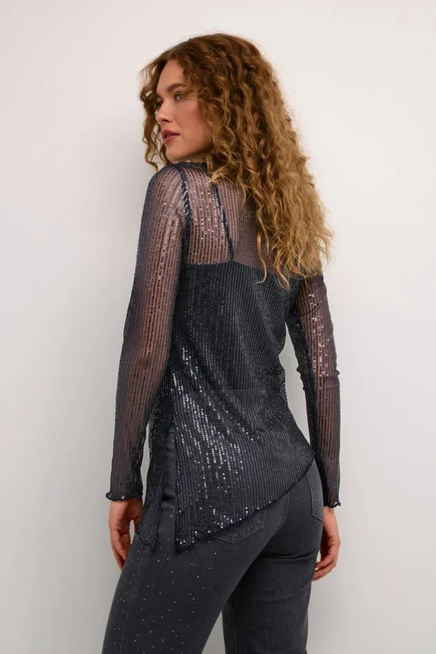 Blouses Women CULTURE CUgiya Sequin Blouse Blue Sequin