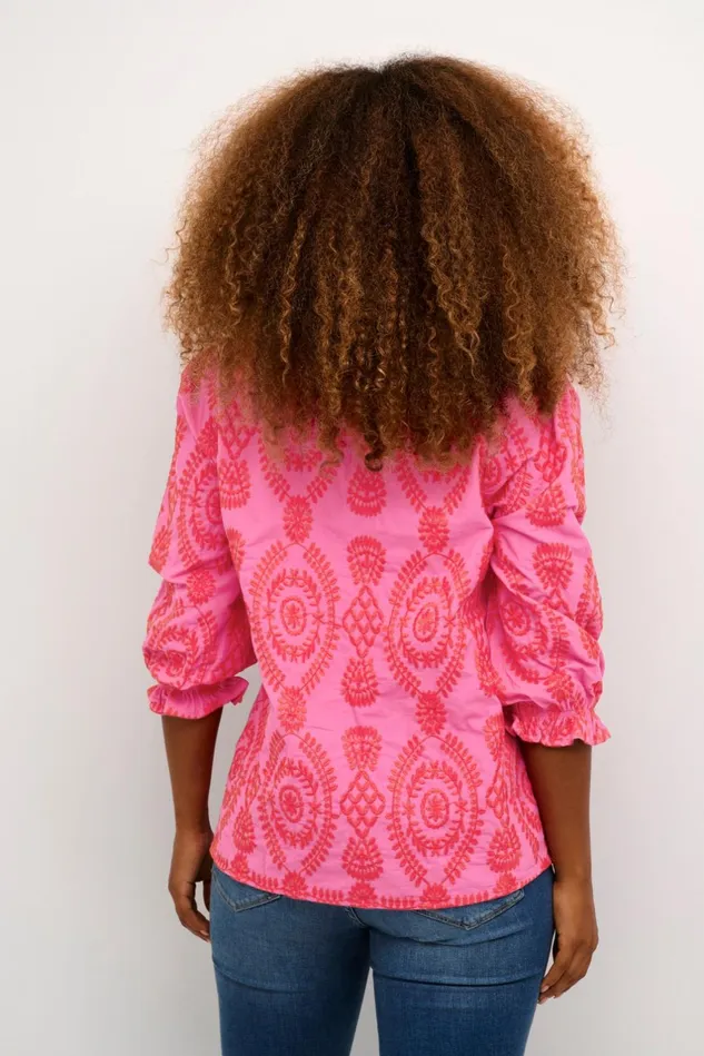 Blouses Women CULTURE CUtia Blouse With Embroidery Fuchsia Pink