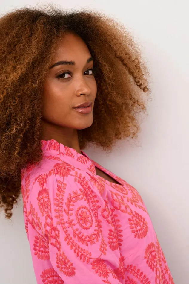 Blouses Women CULTURE CUtia Blouse With Embroidery Fuchsia Pink