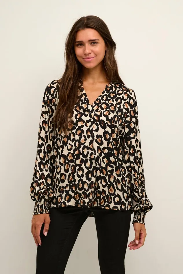 Blouses Women CULTURE CUvinca Leopard Blouse Oyster Gray