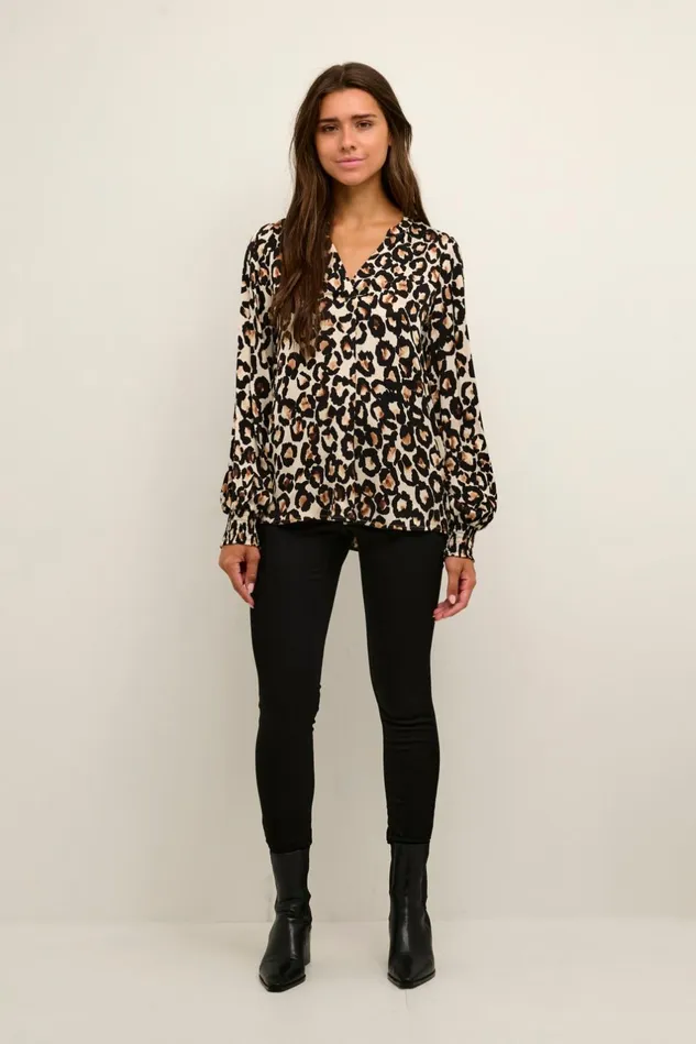 Blouses Women CULTURE CUvinca Leopard Blouse Oyster Gray