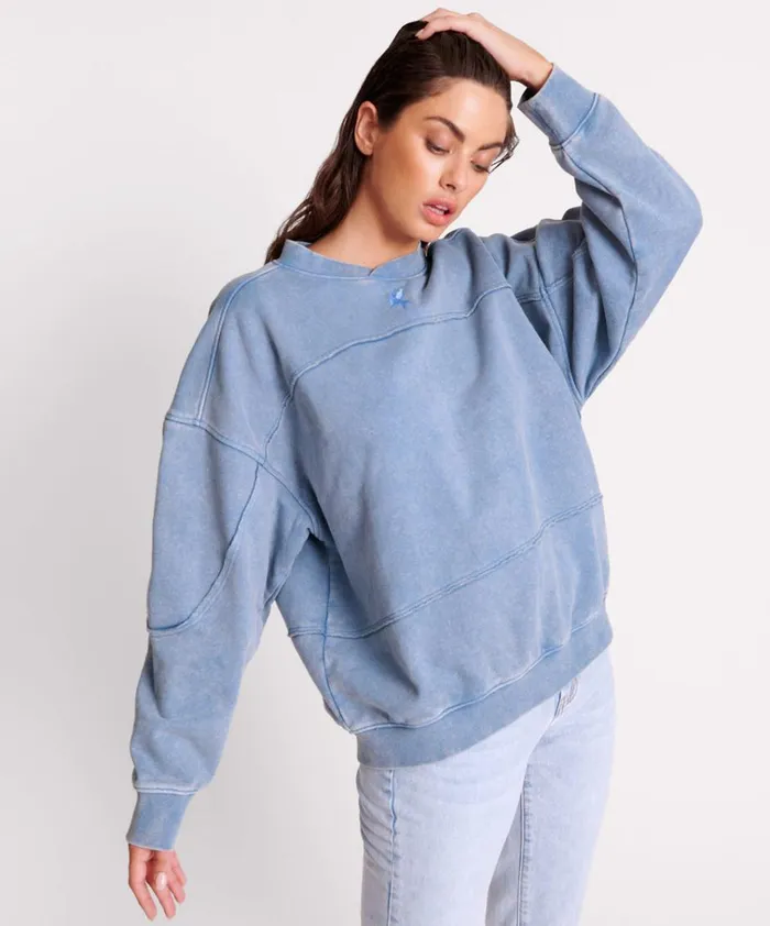 BLUE ACID RETRO CREW SWEATER Women One Teaspoon Hoodies And Sweats