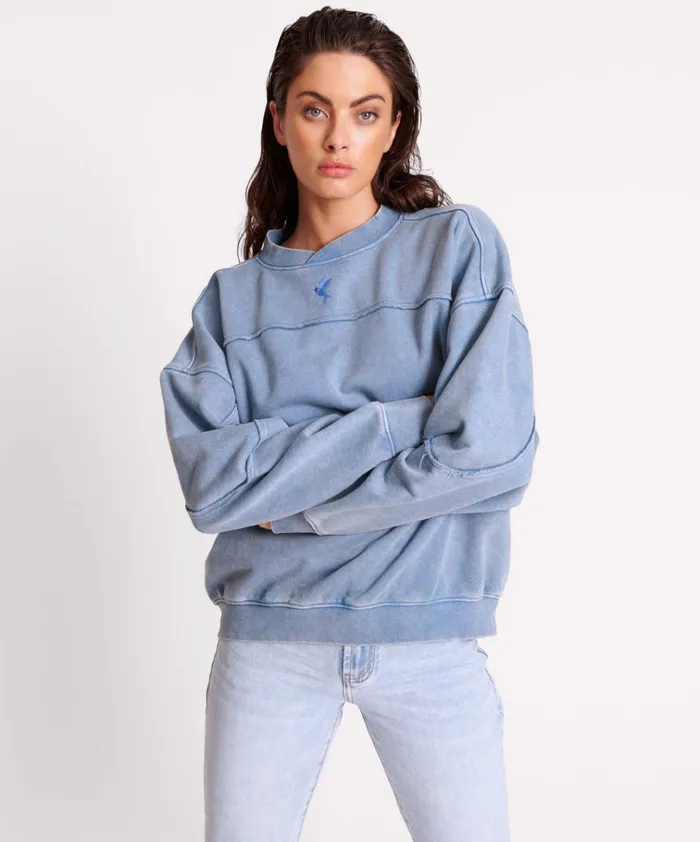 BLUE ACID RETRO CREW SWEATER Women One Teaspoon Hoodies And Sweats BLUE ACID RETRO CREW SWEATER Women One Teaspoon Hoodies And Sweats