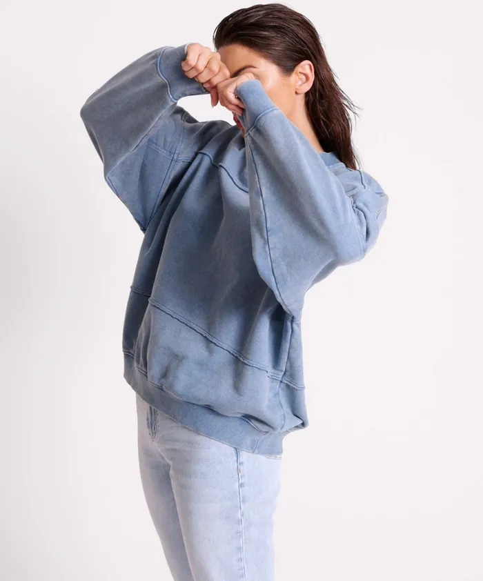 BLUE ACID RETRO CREW SWEATER Women One Teaspoon Hoodies And Sweats BLUE ACID RETRO CREW SWEATER Women One Teaspoon Hoodies And Sweats