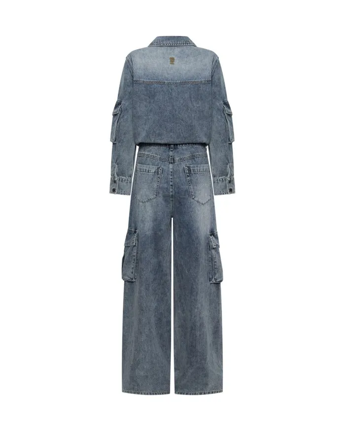 BLUE BLOSSOM CARGO TRUCKER OVERALL Women One Teaspoon Denim Jumpsuits BLUE BLOSSOM CARGO TRUCKER OVERALL Women One Teaspoon Denim Jumpsuits
