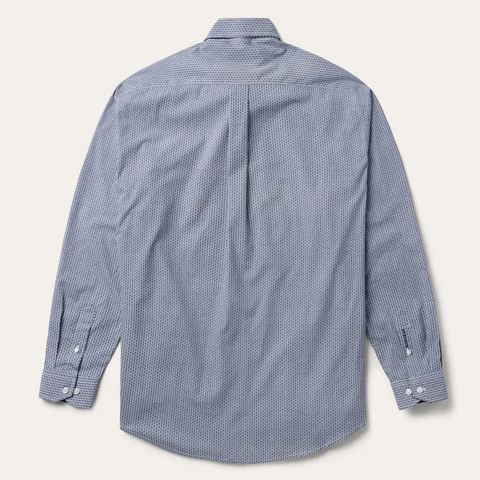 Blue Deco Geo Print Button Front Shirt Blue Men Stetson Classic Cut