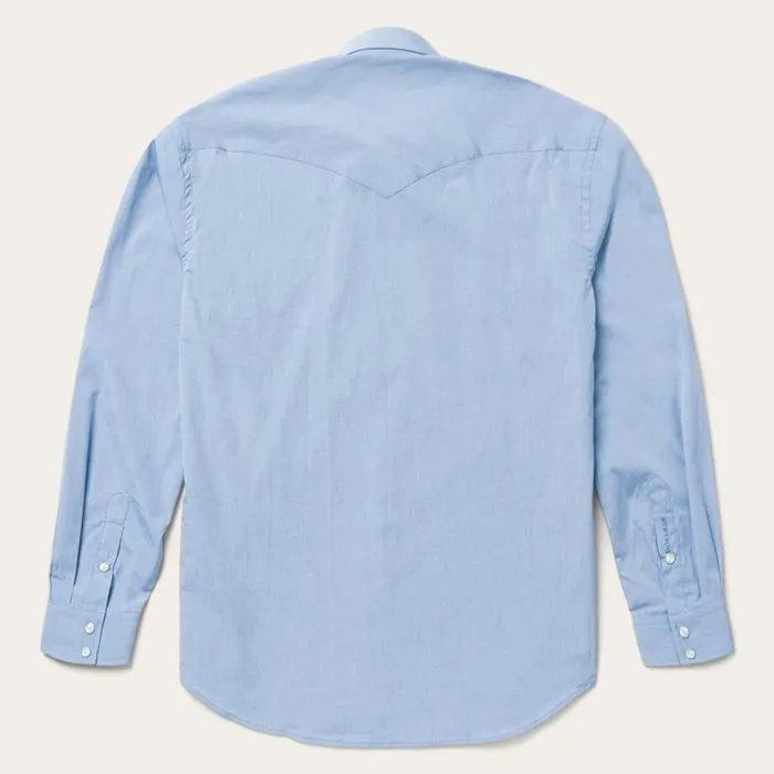 Blue End On End Solid Shirt Blue Men Stetson Modern Cut