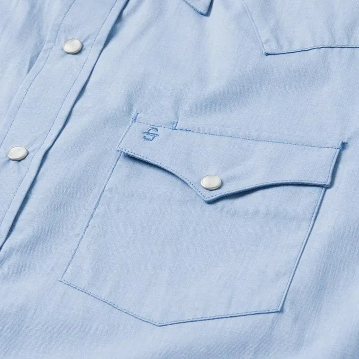 Blue End On End Solid Shirt Blue Men Stetson Modern Cut