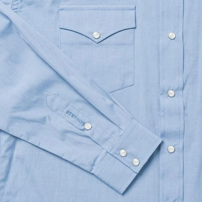 Blue End On End Solid Shirt Blue Men Stetson Modern Cut