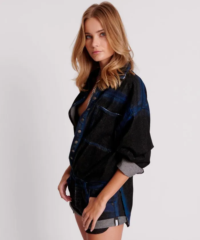 BLUE PUNK DARIA DENIM SHIRT Women One Teaspoon Denim Shirts BLUE PUNK DARIA DENIM SHIRT Women One Teaspoon Denim Shirts