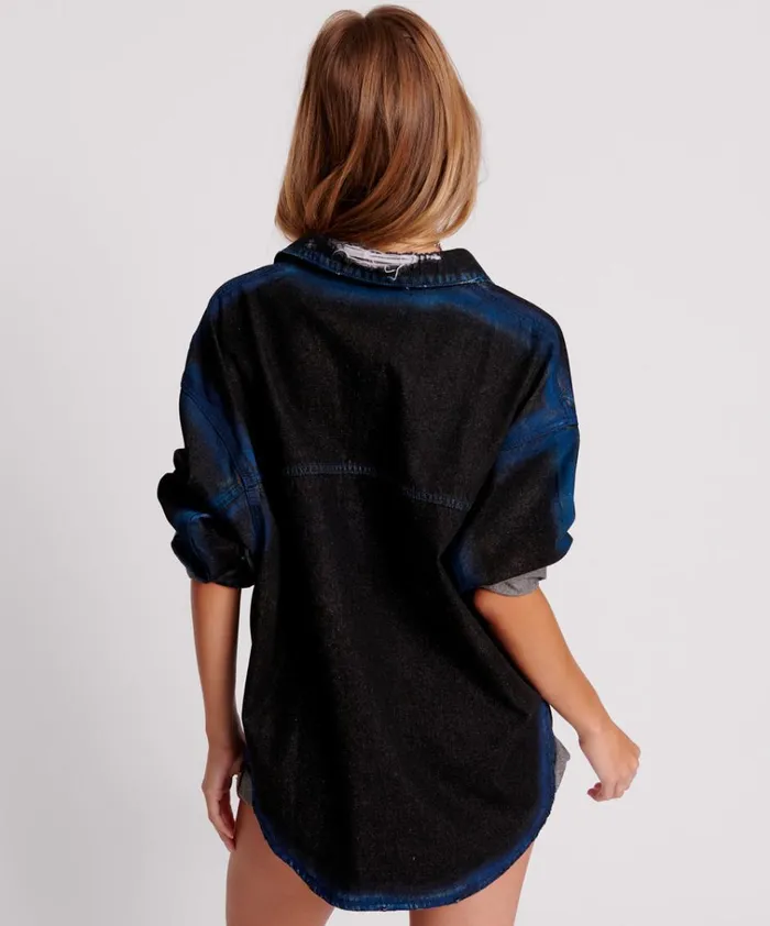 BLUE PUNK DARIA DENIM SHIRT Women One Teaspoon Denim Shirts BLUE PUNK DARIA DENIM SHIRT Women One Teaspoon Denim Shirts