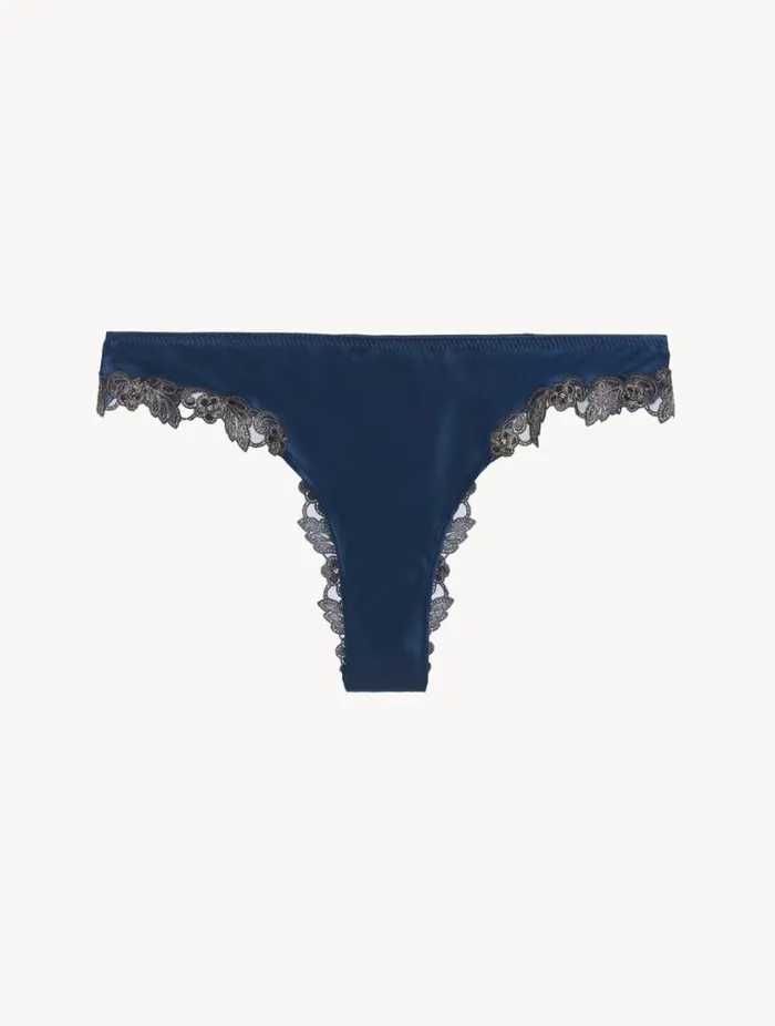 Blue Silk Brazilian Briefs With Frastaglio Lingerie La Perla Brazilian
