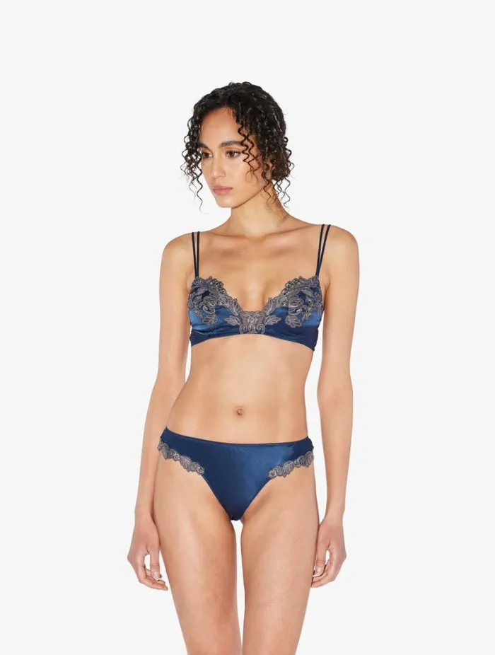 Blue Silk Brazilian Briefs With Frastaglio Lingerie La Perla Brazilian