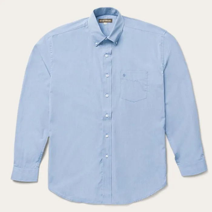 Blue Solid OnePocket SnapFront Shirt Blue Men Stetson Western Shirts