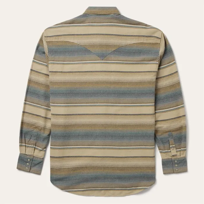 Blue Stripe Flannel Western Shirt Blue Men Stetson Western Shirts