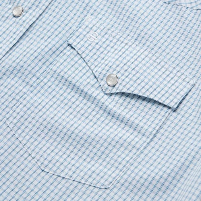 Blue Two Stripe Check Western Shirt Blue Men Stetson Western Shirts