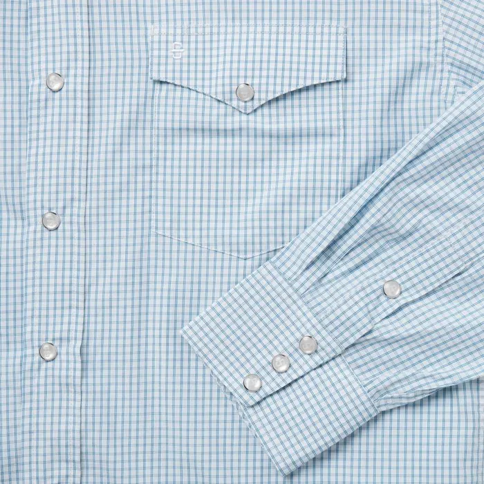 Blue Two Stripe Check Western Shirt Blue Men Stetson Western Shirts