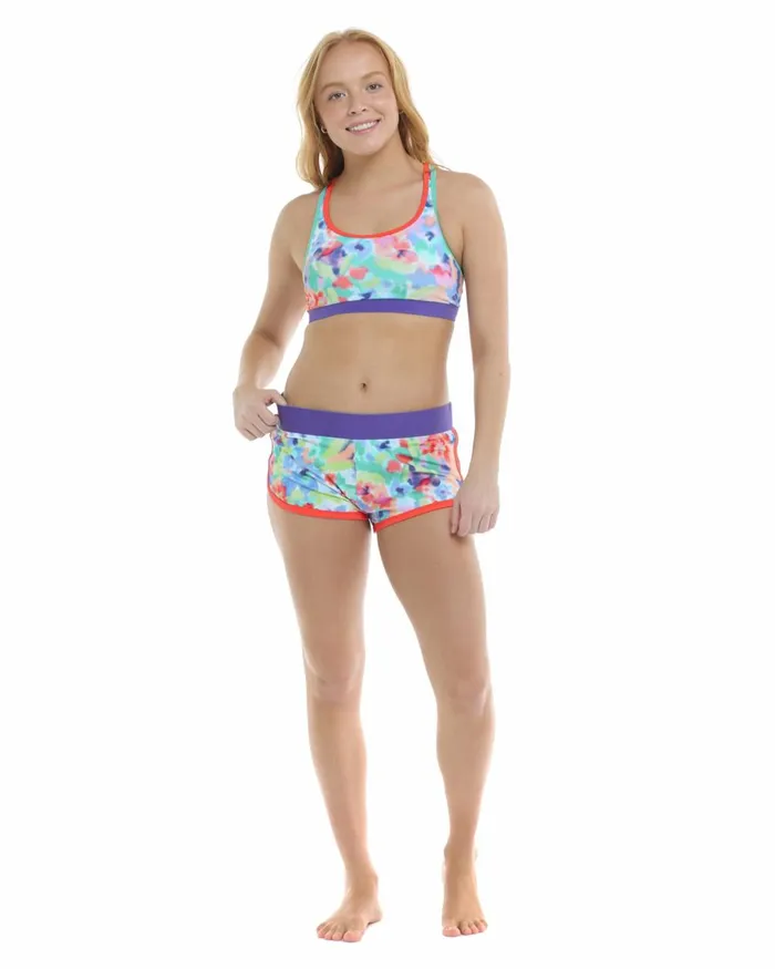 Body Glove Gym To Swim Women Posy Equalizer Medium Support CrossOver Sports Bra 8211 Multi