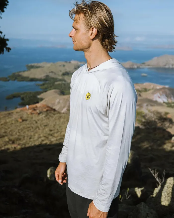 Body Glove Sun Protection Men Filtrate UPF LS Hooded Sun Shirt 8211 White