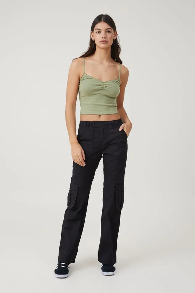 Bootleg Cargo Pant Washed Black Women Cotton On Pants