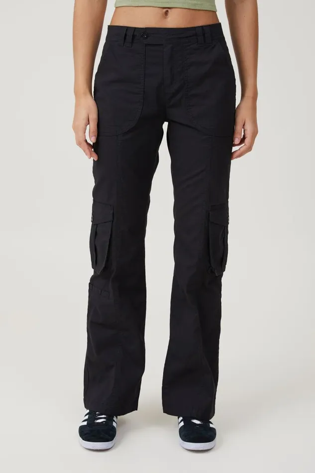 Bootleg Cargo Pant Washed Black Women Cotton On Pants