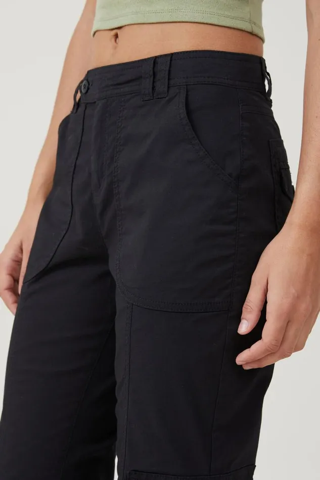 Bootleg Cargo Pant Washed Black Women Cotton On Pants