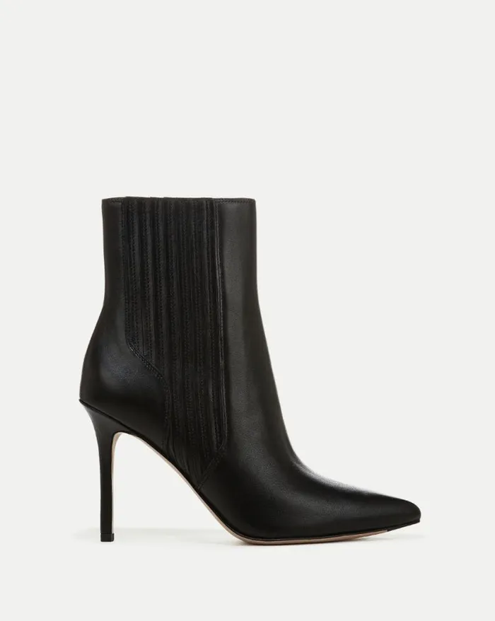 Boots and Booties Shop Veronica Beard Lisa Leather StilettoHeel Bootie Black