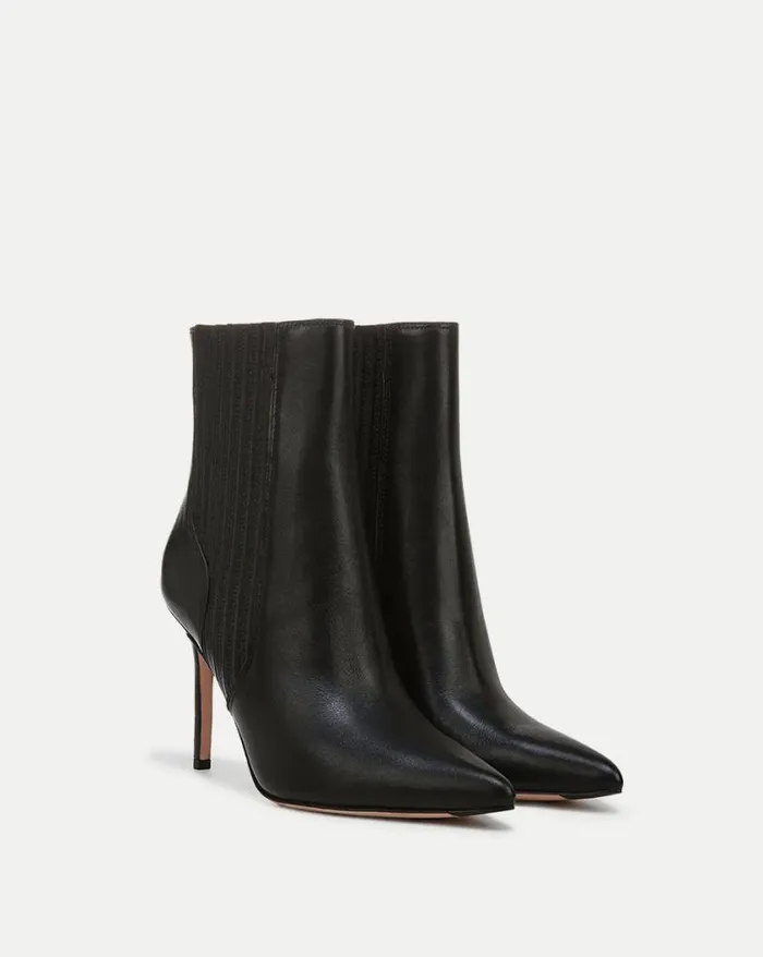 Boots and Booties Shop Veronica Beard Lisa Leather StilettoHeel Bootie Black