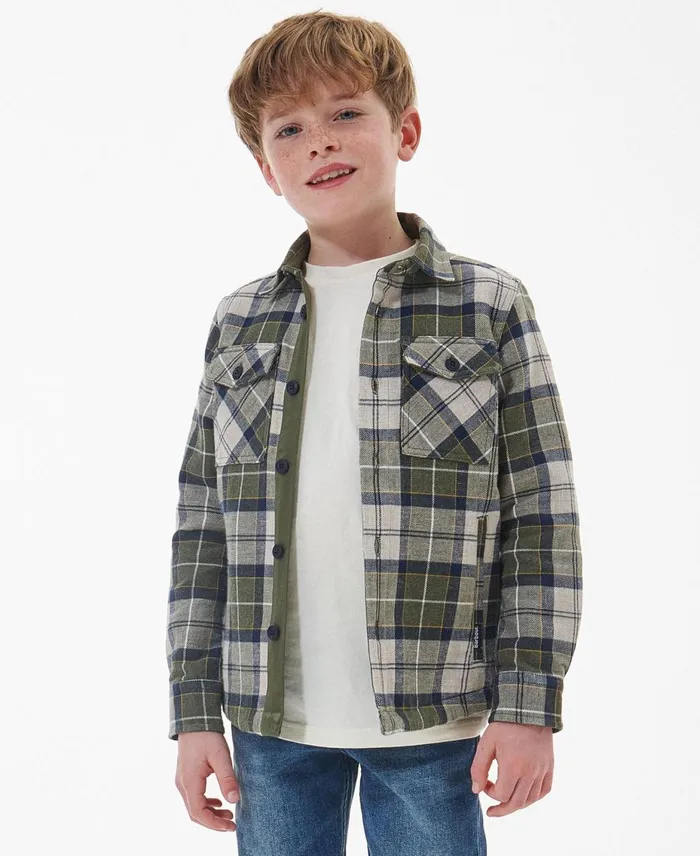 Boys Clothing Barbour Tartan Overshirt Forest Mist Tartan
